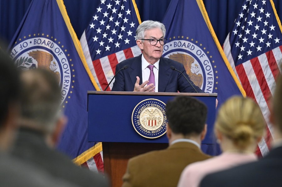 Jerome Powell, el presidente de la Reserva Federal, en una conferencia de prensa tras la reunión de política monetaria del Comité Federal de Mercado Abierto, o FOMC, el pasado 1 de febrero. Foto Flickr.com (https://flic.kr/p/2oeCXeV)