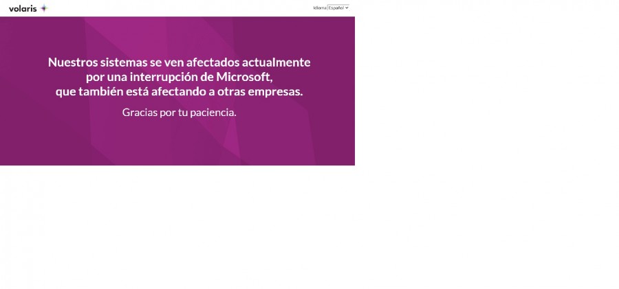 Viva Aerobus y Volaris, las dos aerolíneas mexicanas que más personas transportan, así como el banco Banorte o el prestador de servicios financieros, GBM, son algunas de las empresas locales que se han visto afectadas con el apagón informático. Captura página Volaris