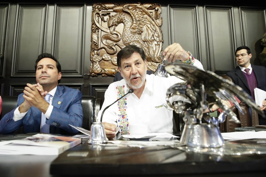 El martes iniciaría la discusión del dictamen en el pleno de la Cámara Alta, de acuerdo con declaraciones del presidente de la Mesa Directiva, Gerardo Fernández Noroña, del PT (centro). Foto Senado de la República