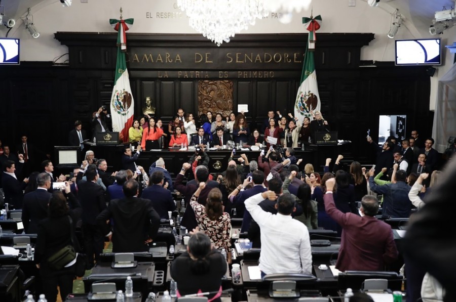 El dictamen fue aprobado por mayoría calificada en lo general con 86 votos a favor de los partidos Regeneración Nacional (Morena), Del Trabajo (PT) y Verde Ecologista de México y con el voto decisivo del senador Miguel Ángel Yunes Márquez del Partido Acción Nacional (PAN). Del lado opuesto, se registraron 41 votos en contra de los partidos Revolucionario Institucional (PRI), Movimiento Ciudadano (MC) y el resto de los senadores del PAN. Foto Cámara de Senadores